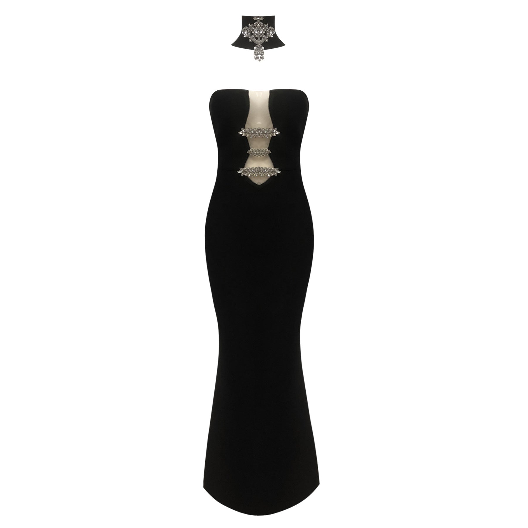 Old Hollywood Crystal Cutout Gown - Aurisélla London