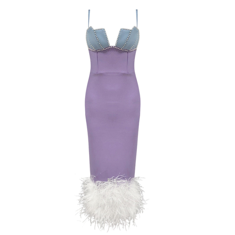 Sirena Lilac Feather Dress - Aurisélla London