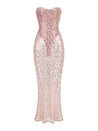Rosé Mirage Sheer Sequin Gown - Aurisélla London