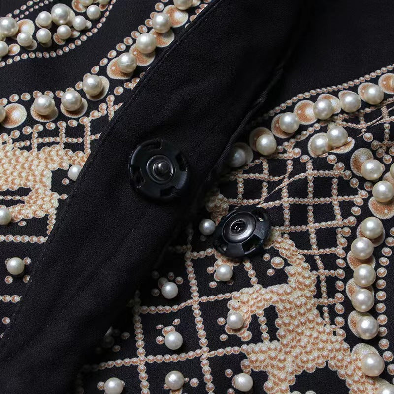 Baroque Pearl Embellished Blazer - Aurisélla London