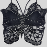 Noir Papillon Embellished Lace Corset Top - Aurisélla London