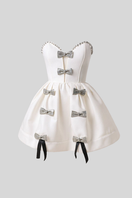 Frosted Bows Crystal Mini Dress – Aurisélla London
