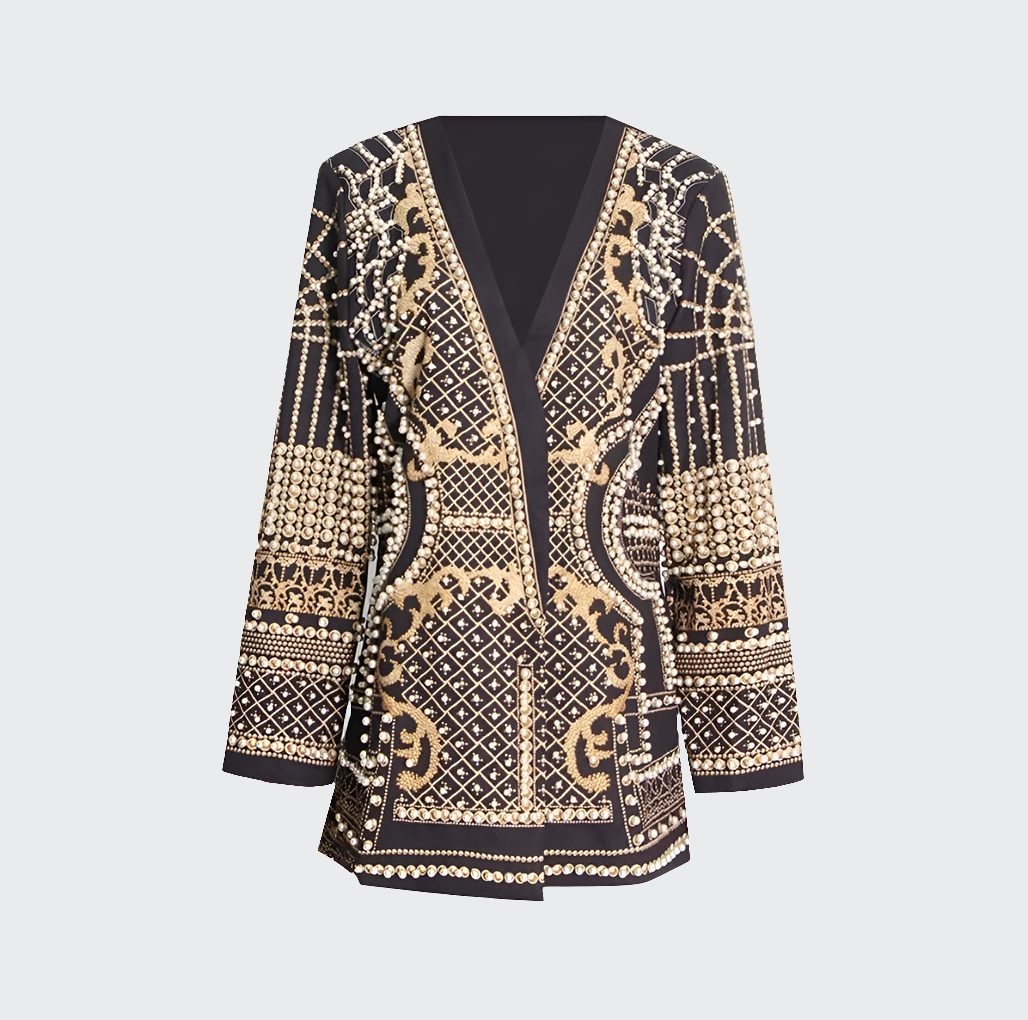 Baroque Pearl Embellished Blazer - Aurisélla London