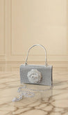 Diamante Crystal Rose Evening Clutch Bag - Aurisélla London