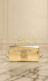 Gold Panther Croc-Embossed Handbag - Aurisélla London