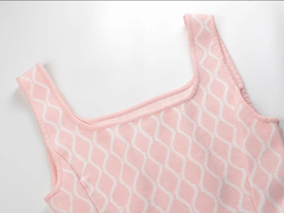 Wavez Jacquard Knit Powder Blue Dress - Aurisélla London