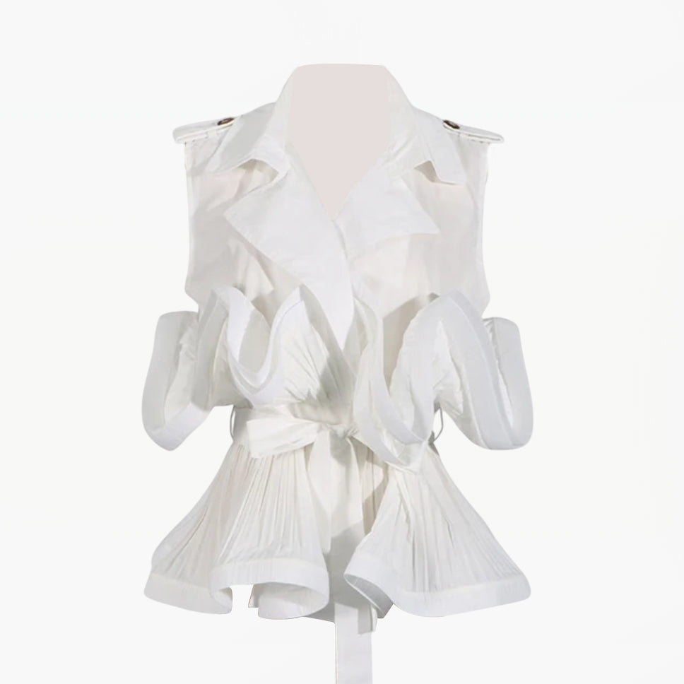 Sculpted Ruffle Peplum Blouse - Aurisélla London