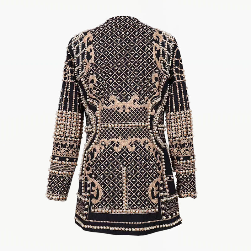 Baroque Pearl Embellished Blazer - Aurisélla London