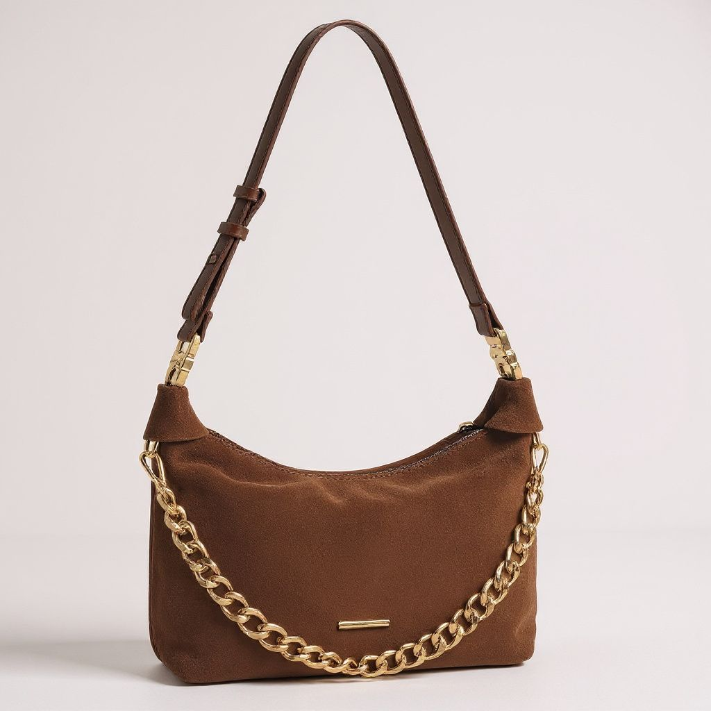 Coffee Suede 2 way Handbag - Aurisélla London