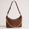 Coffee Suede 2 way Handbag - Aurisélla London