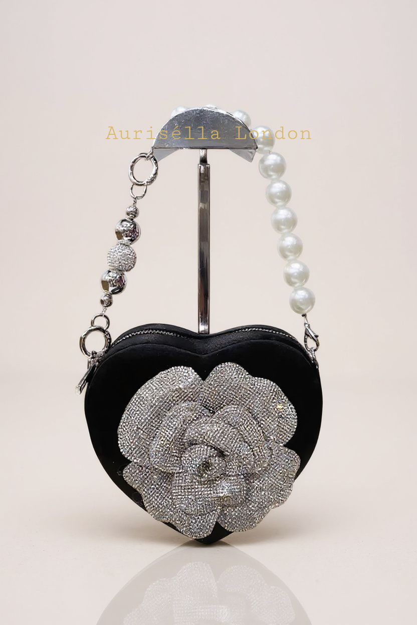 Black Heart Party Bag - Aurisélla London