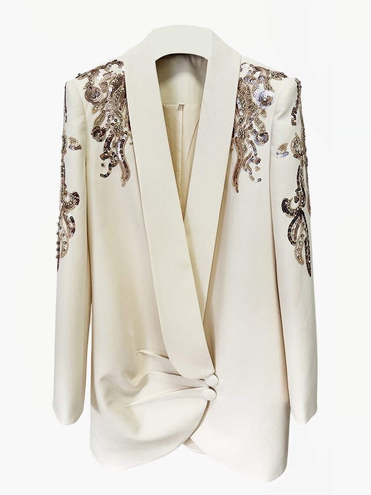 Celeste Embellished Draped Blazer Dress - Aurisélla London