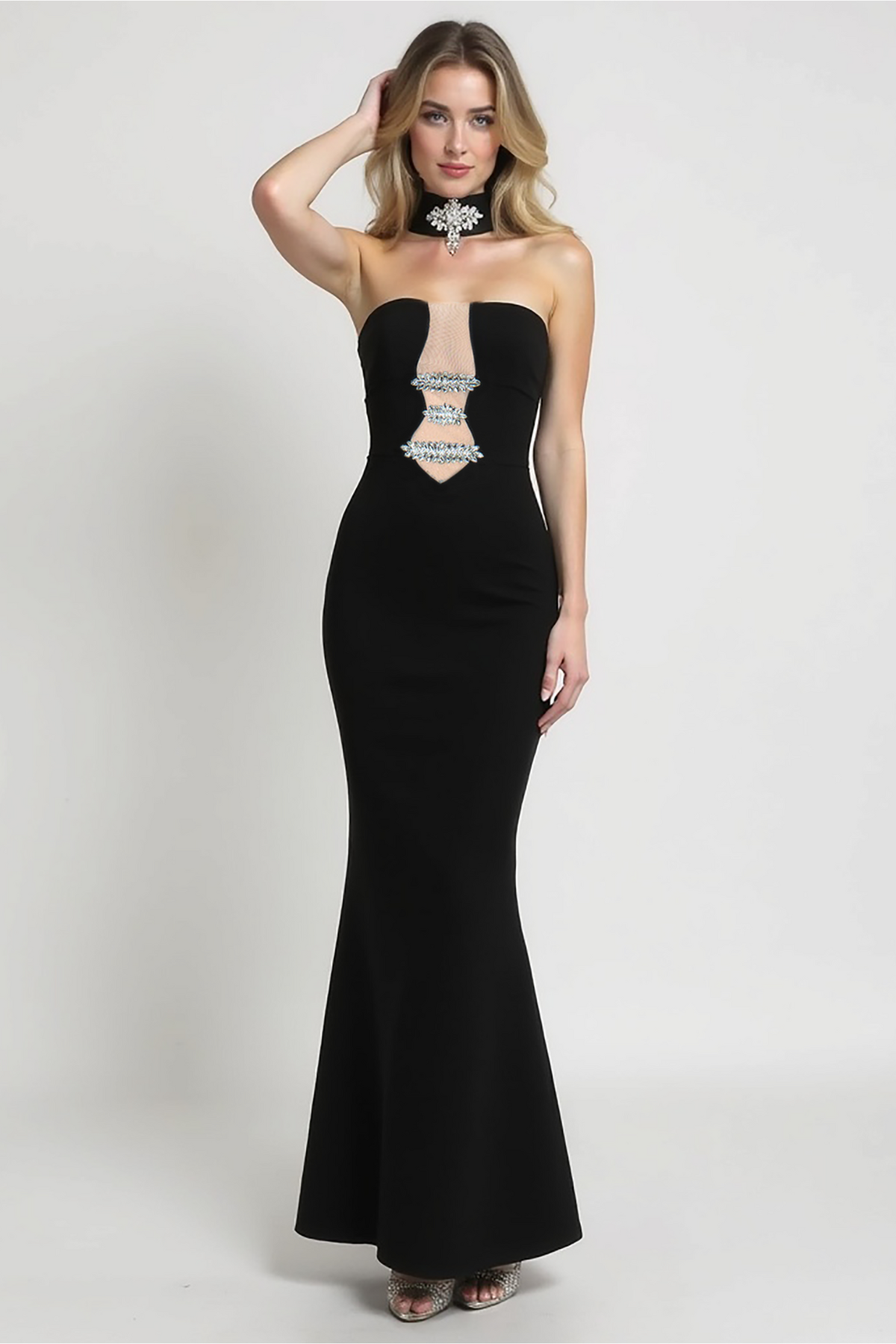 Old Hollywood Crystal Cutout Gown - Aurisélla London