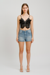 Noir Papillon Embellished Lace Corset Top - Aurisélla London