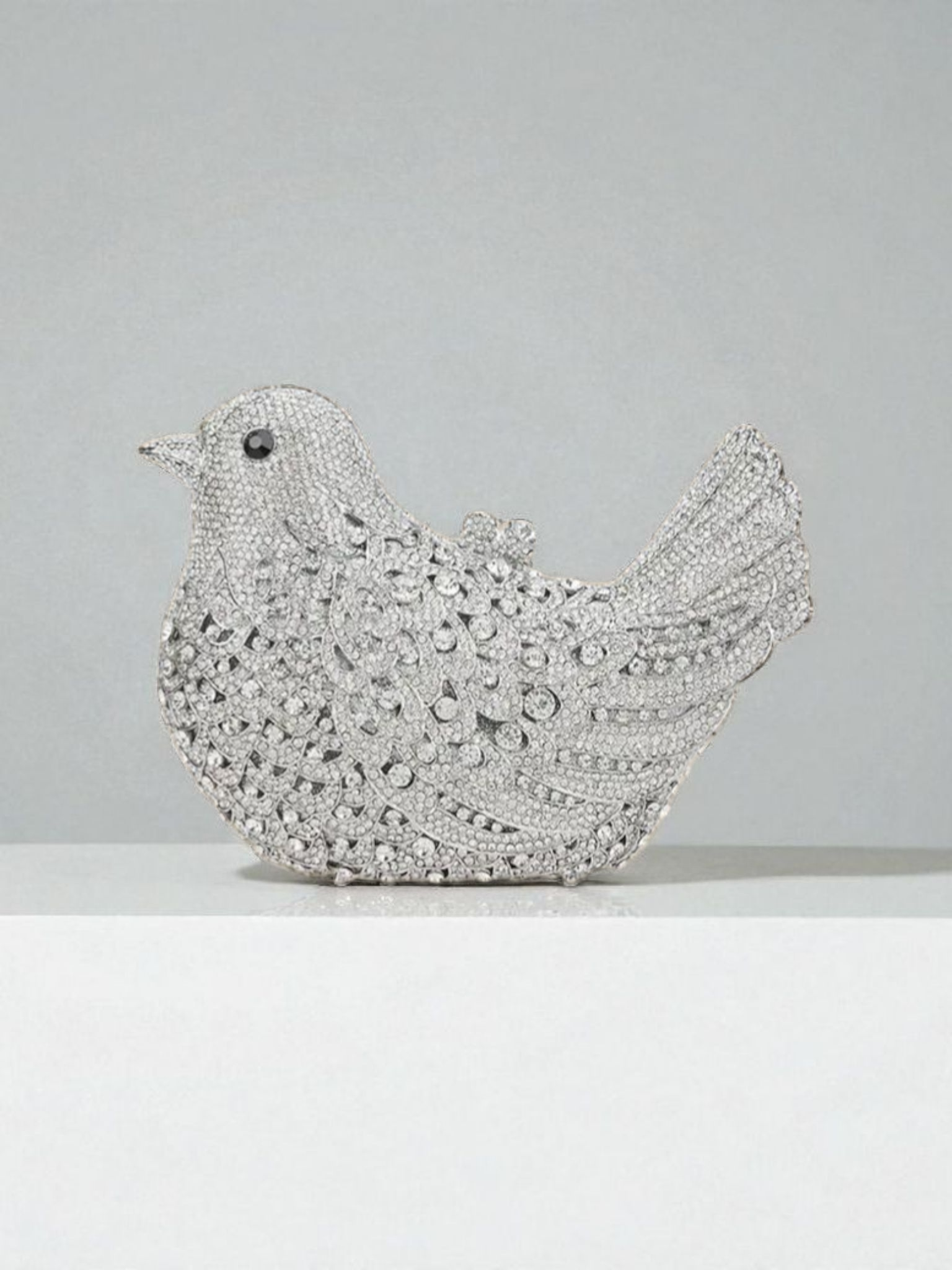 Silver Crystal Dove Clutch - Aurisélla London