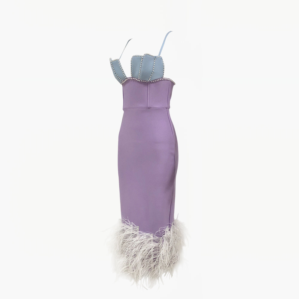 Sirena Lilac Feather Dress - Aurisélla London