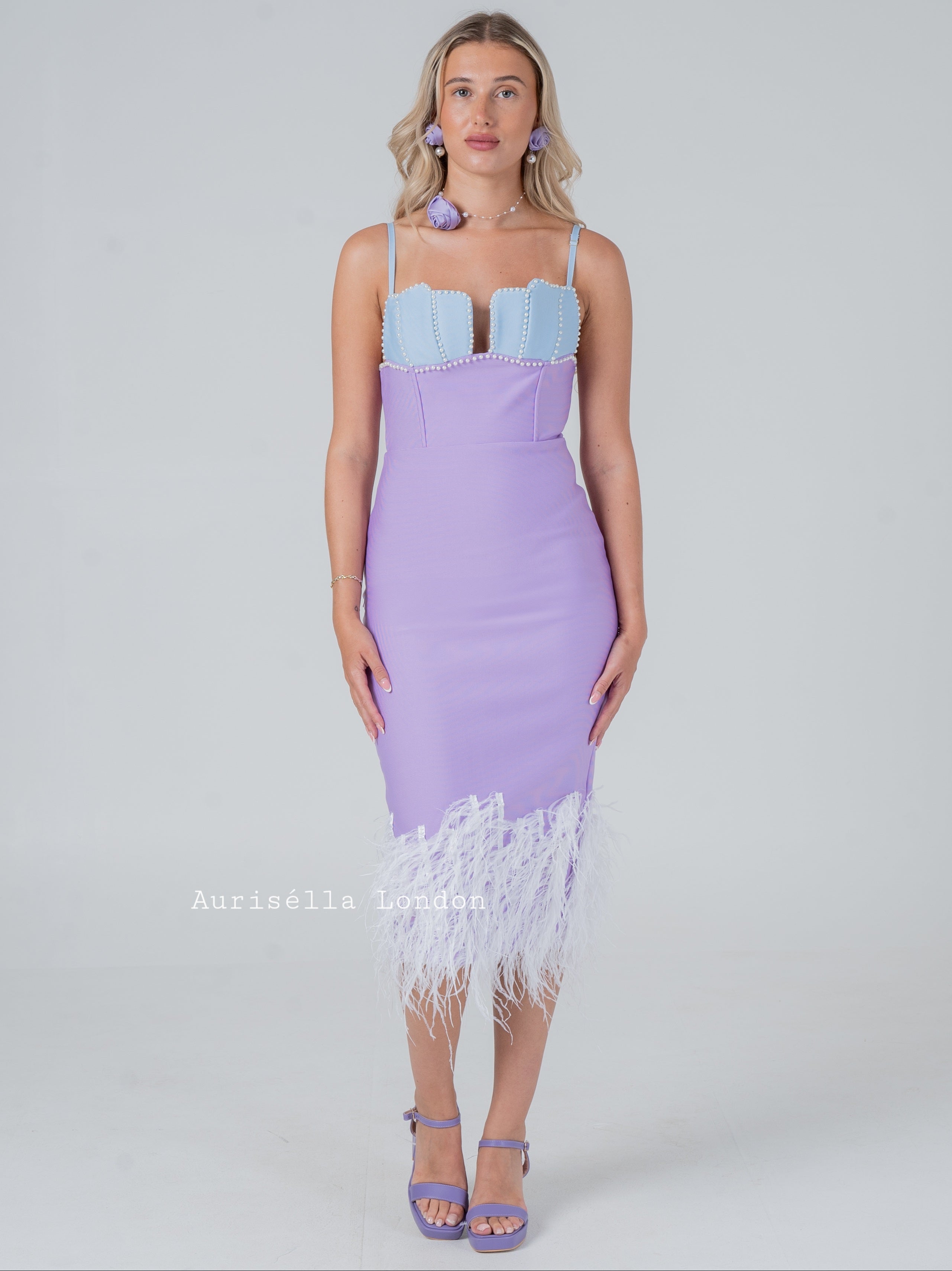 Sirena Lilac Feather Dress - Aurisélla London