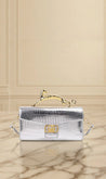 Metallic Panther Croc-Embossed Clutch - Aurisélla London