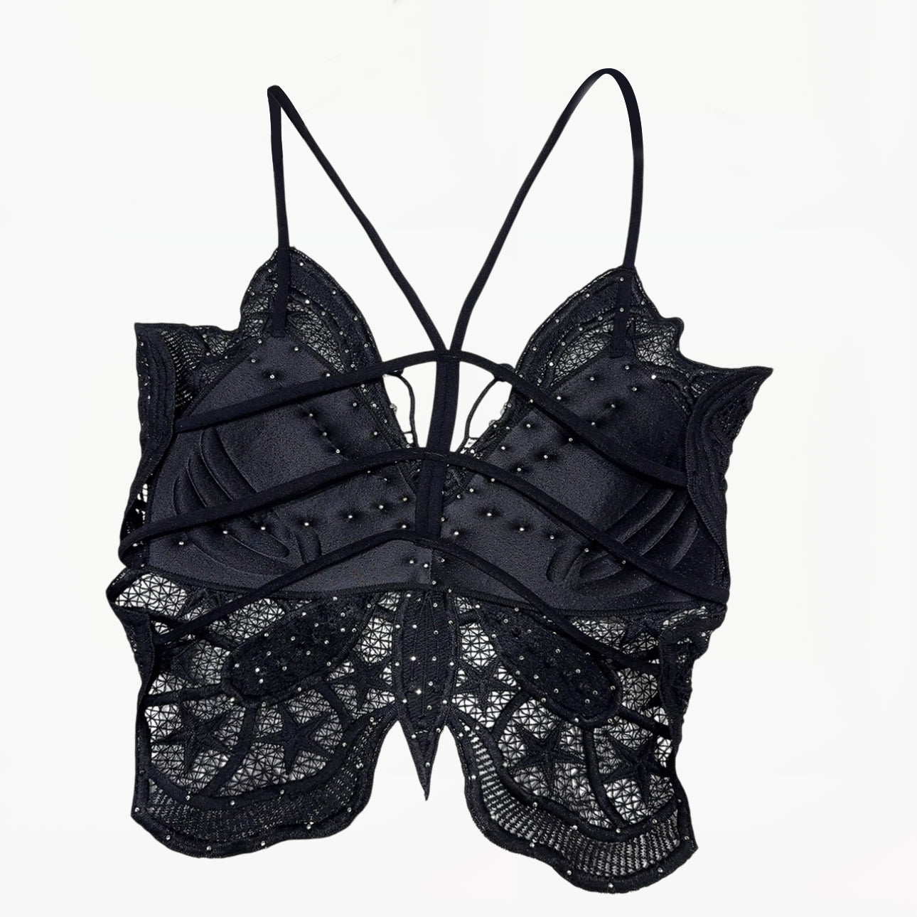 Noir Papillon Embellished Lace Corset Top - Aurisélla London