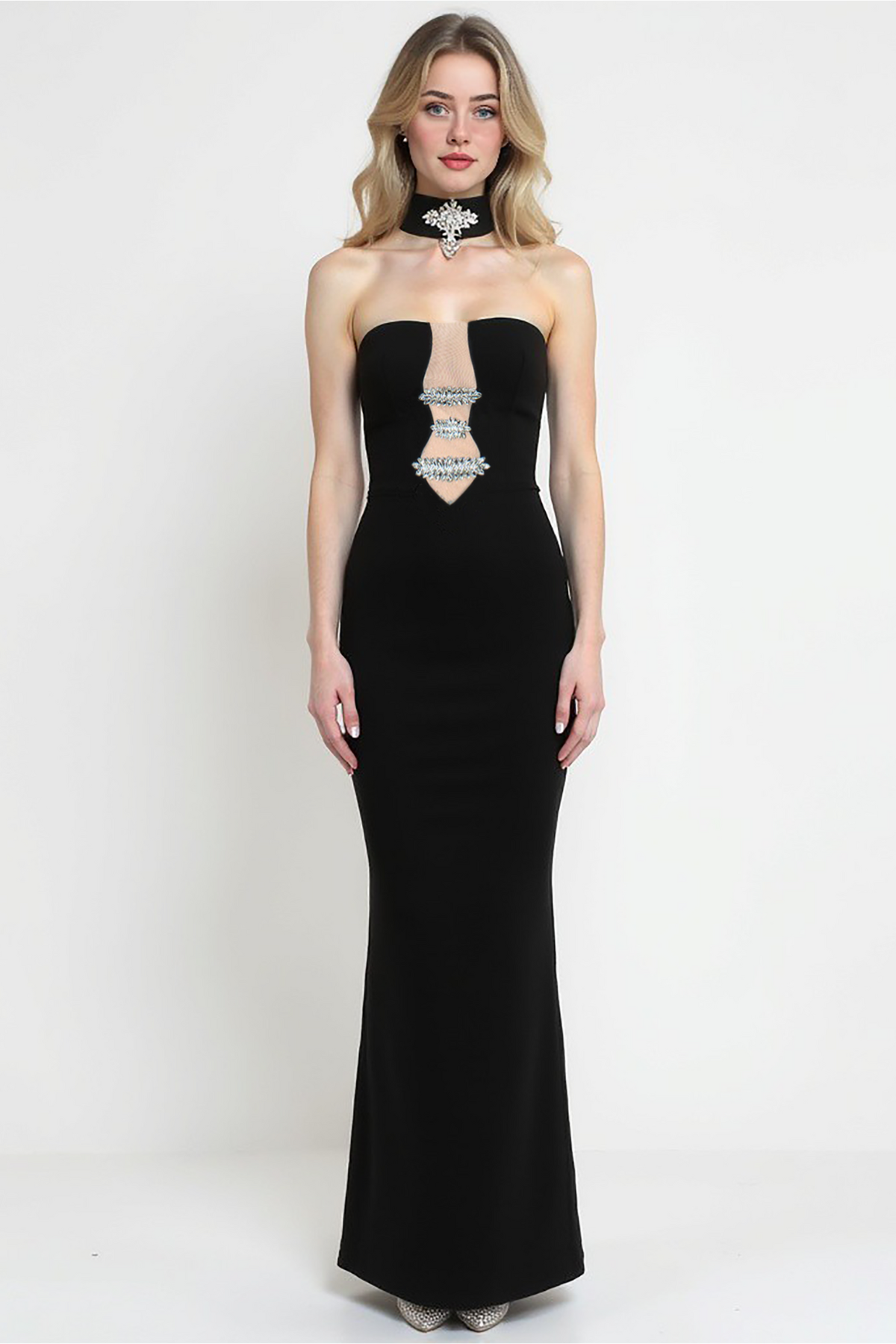 Old Hollywood Crystal Cutout Gown - Aurisélla London
