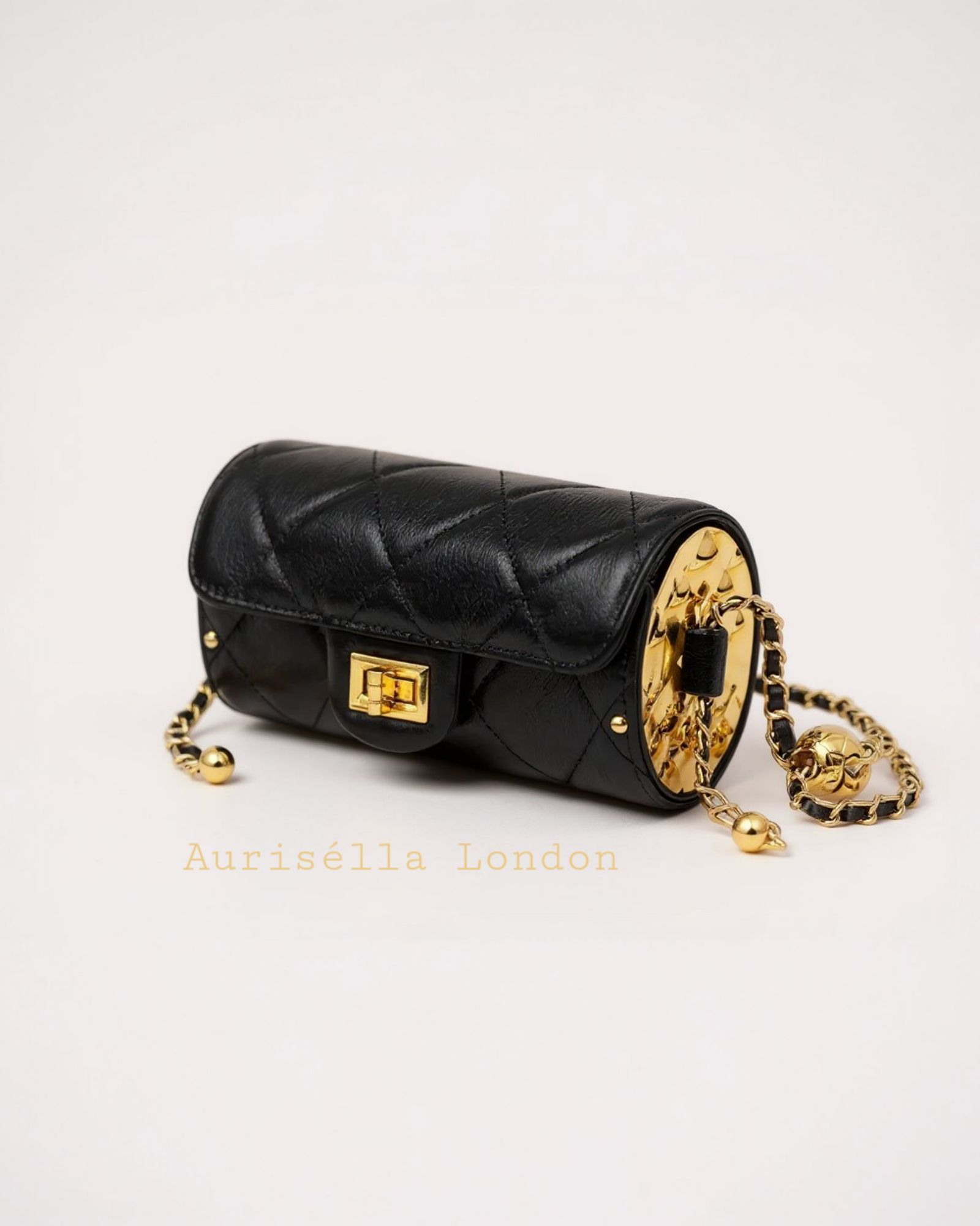 Noir Quilted Mini Duffle - Aurisélla London