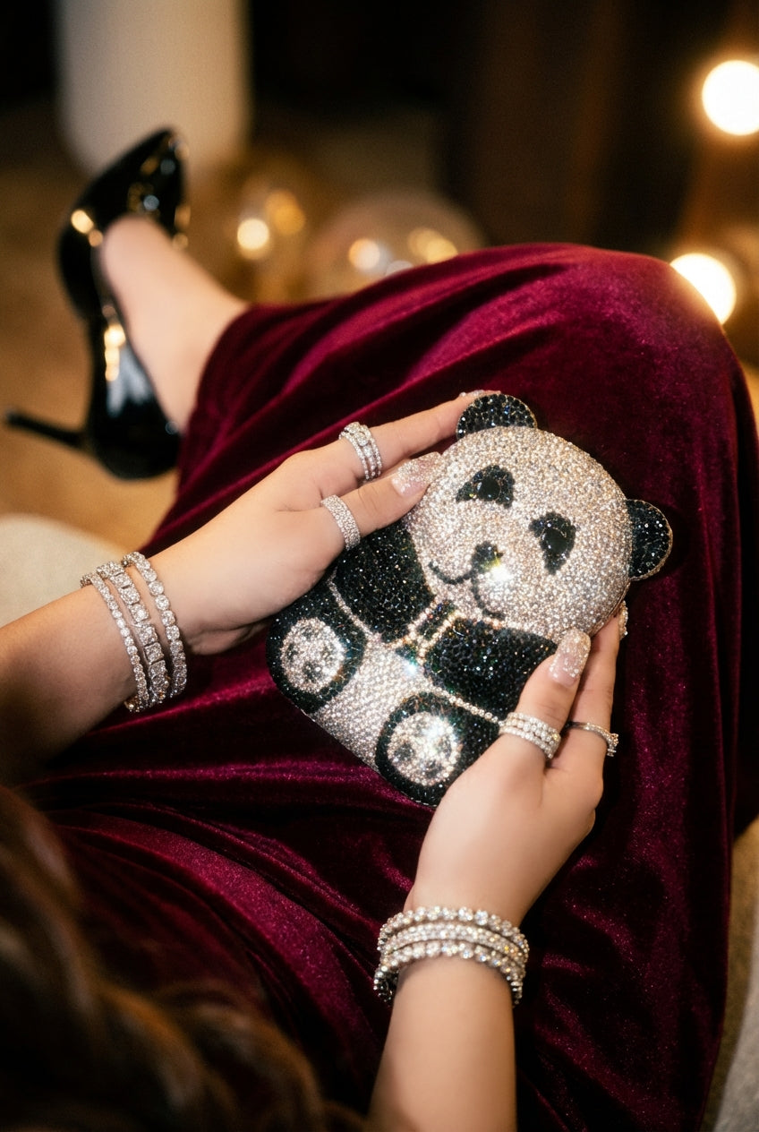 Bedazzaled Bear Statement Clutch
