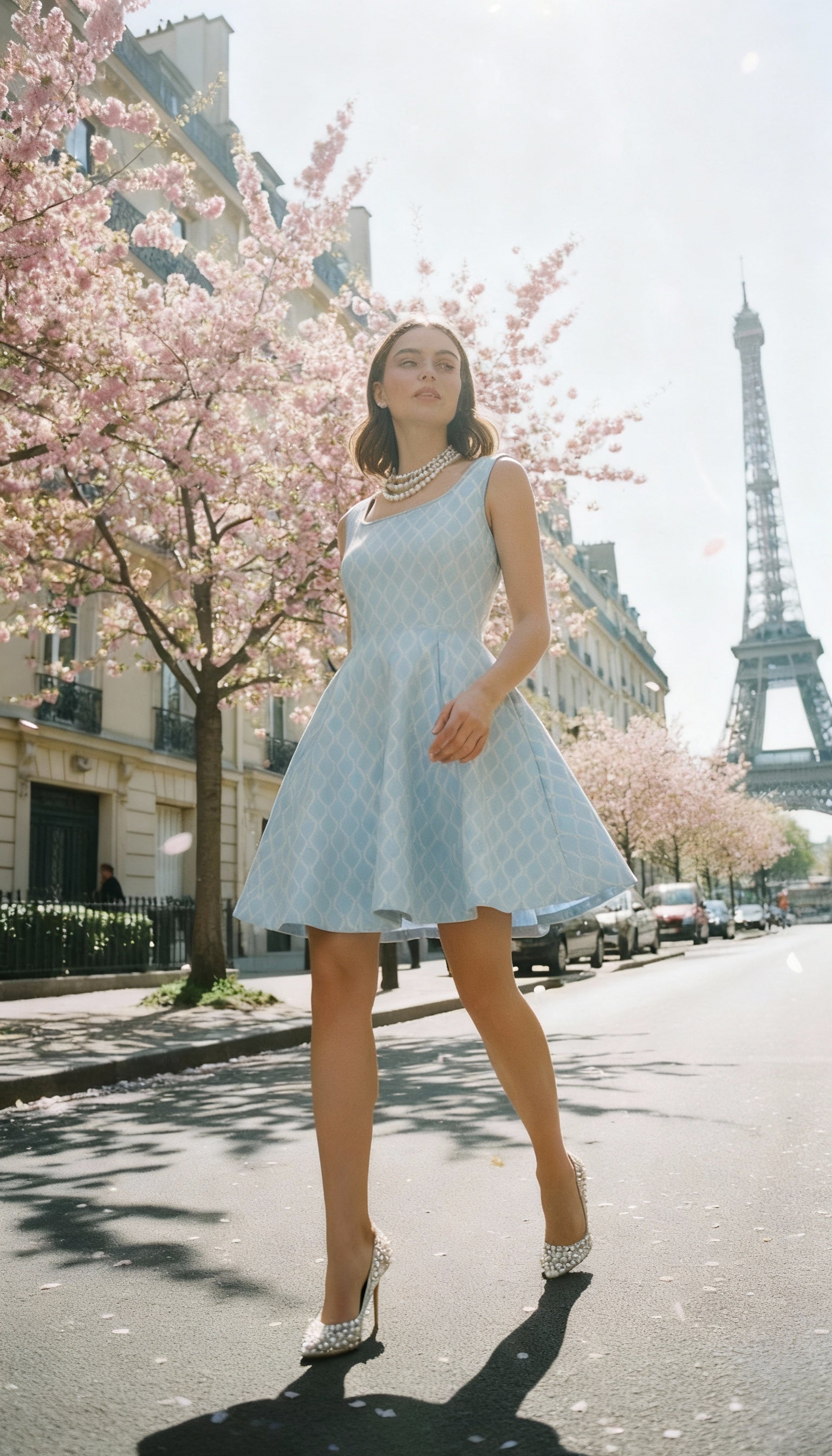 Wavez Jacquard Knit Powder Blue Dress
