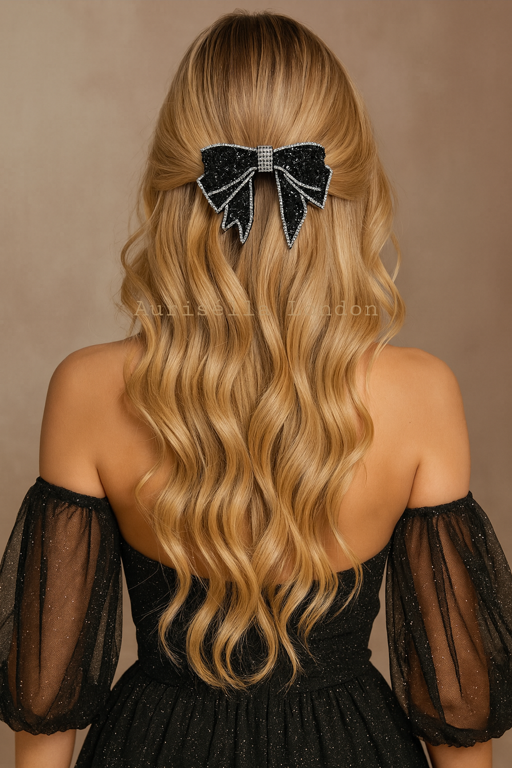 Diamante Black Bow clip - Aurisélla London