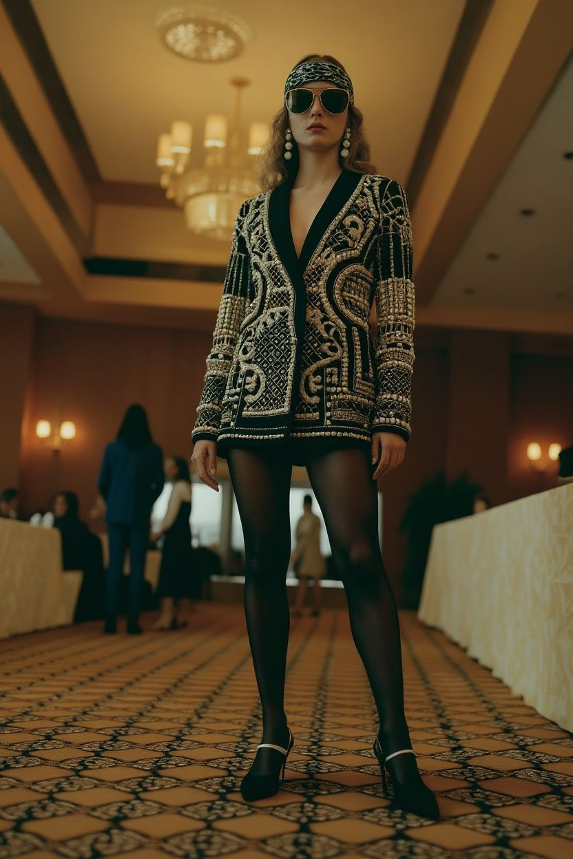 Baroque Pearl Embellished Blazer