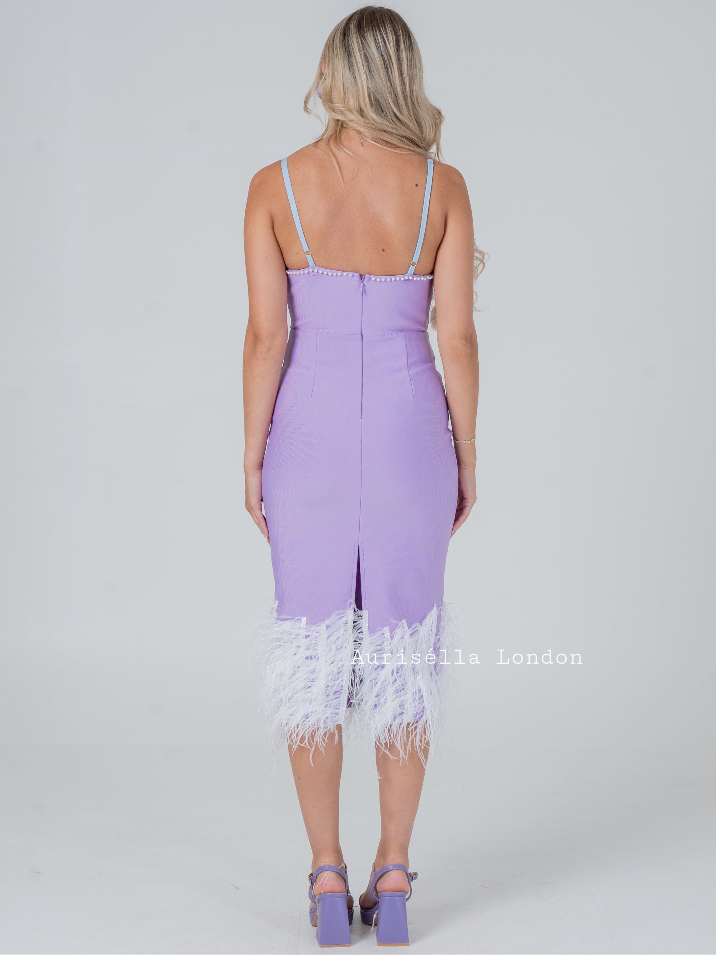 Sirena Lilac Feather Dress - Aurisélla London