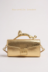 Gold Panther Croc-Embossed Handbag - Aurisélla London