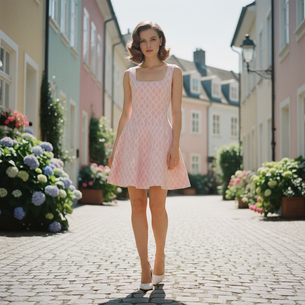 Wavez Jacquard Knit Powder Dress