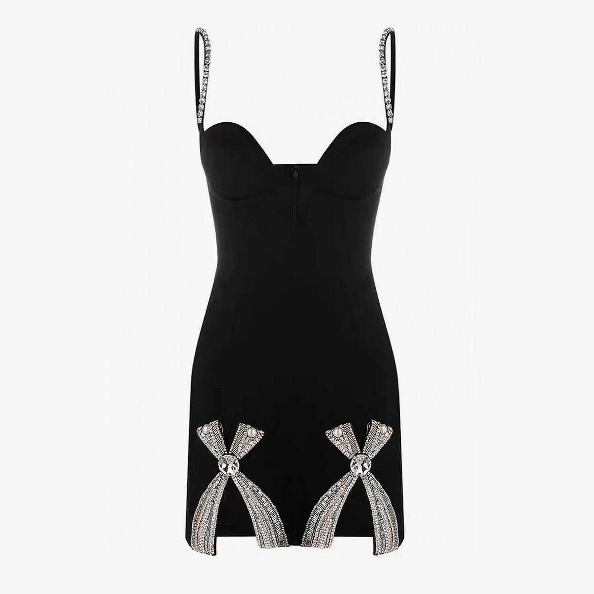 Bow Soirée Crystal Mini Dress - Aurisélla London